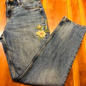 Old Navy Floral Print Jeans Size Medium | Classic Mid-Rise Denim